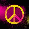 Antiwar peace pacifism colorful sign splash grunge style poster design. Vector illustration. Royalty Free Stock Photo